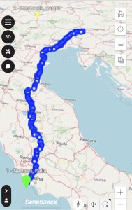 Mappa del percorso da Nettuno all'Austria.